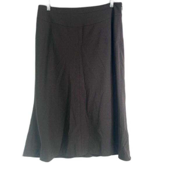 Anne Klein Brown Midi Flared Career Office Wear Skirt 96% Wool Size 8 - Picture 1 of 7